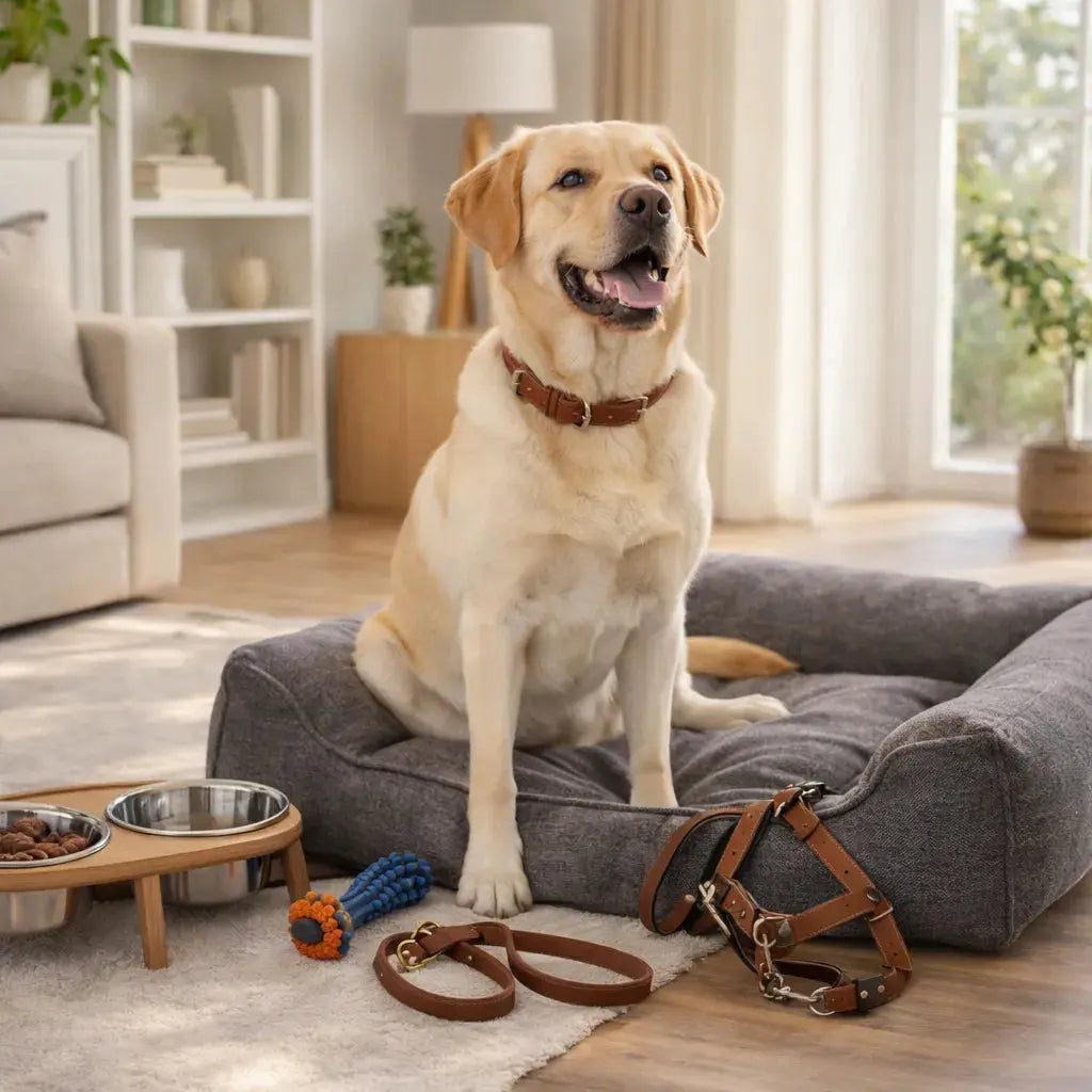 premium-hundezubehoer-hundebett-hundeleine-napfstation