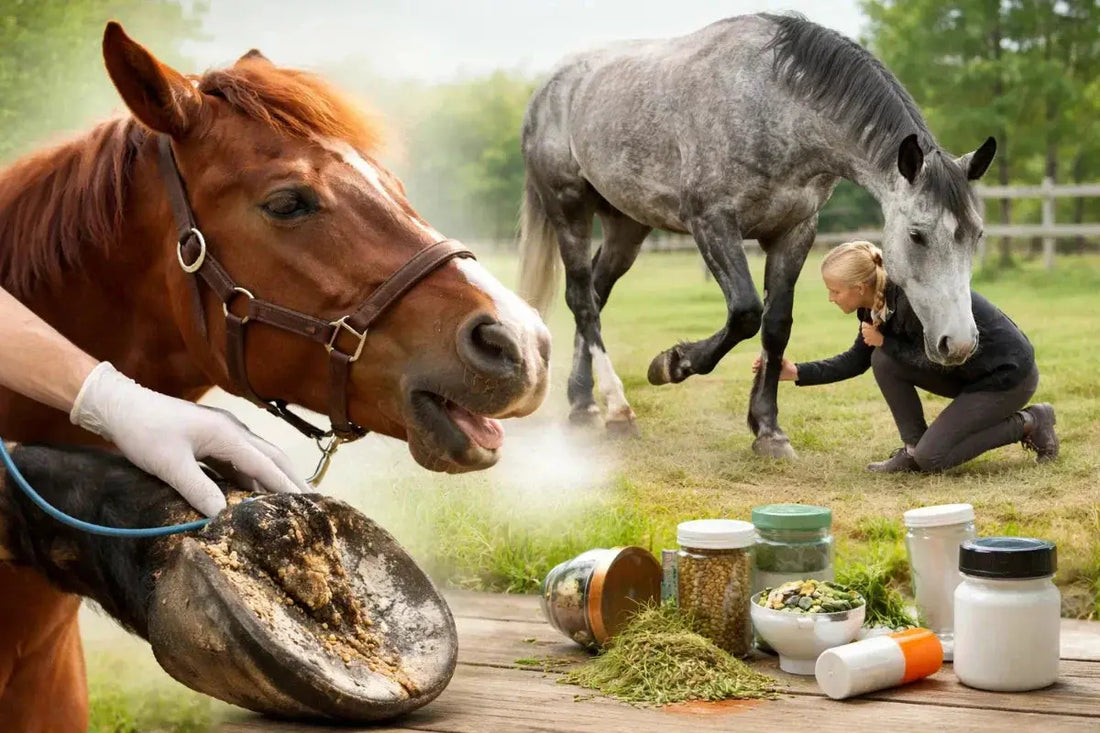 Pferdekrankheiten erkennen: Pferd mit Hufproblem, Lahmheit und Untersuchung – Symptome wie Kolik, Hufrehe und Husten beim Pferd verstehen