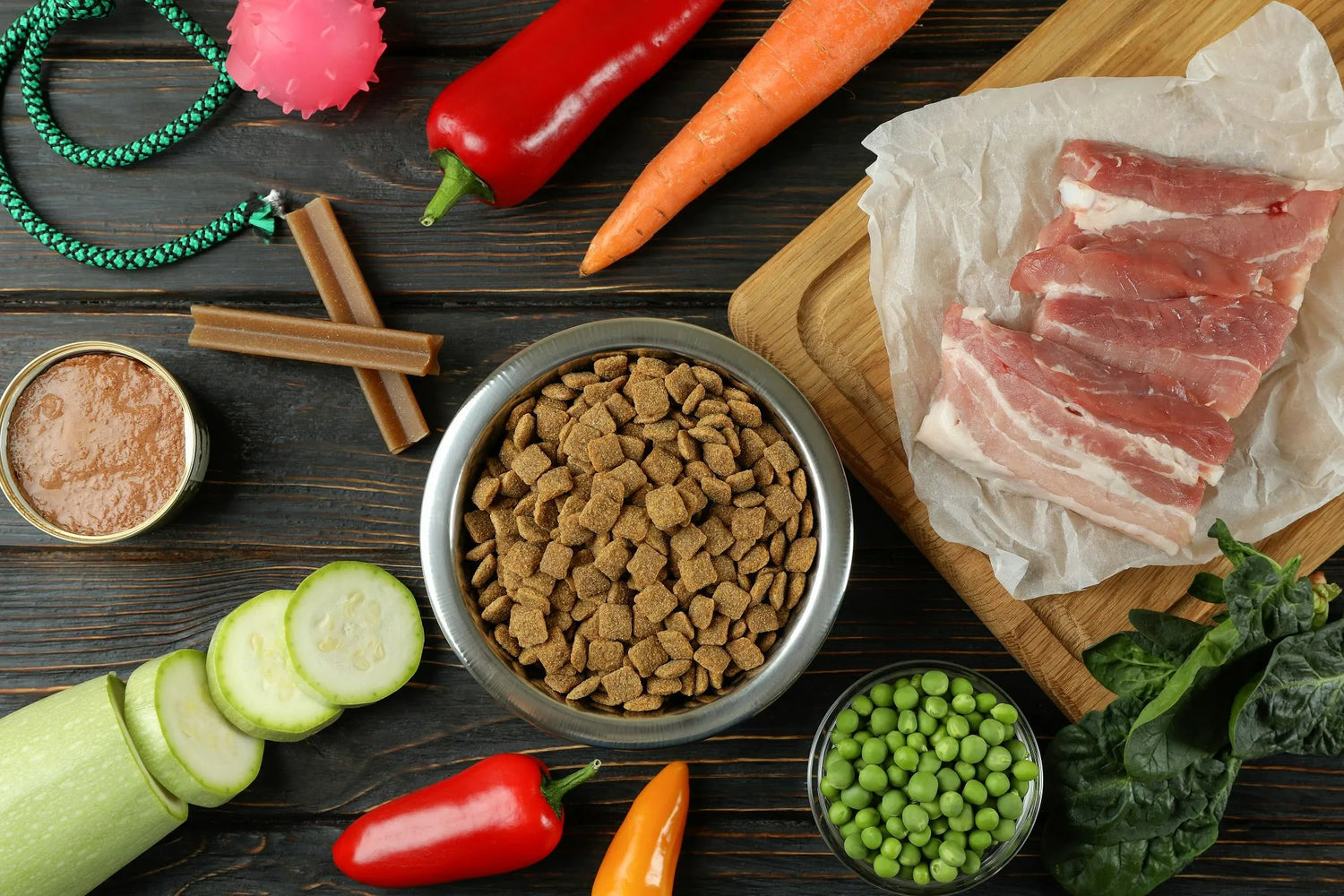 Natürliches Hundefutter mit frischem Gemüse und Fleisch – gesund und getreidefrei