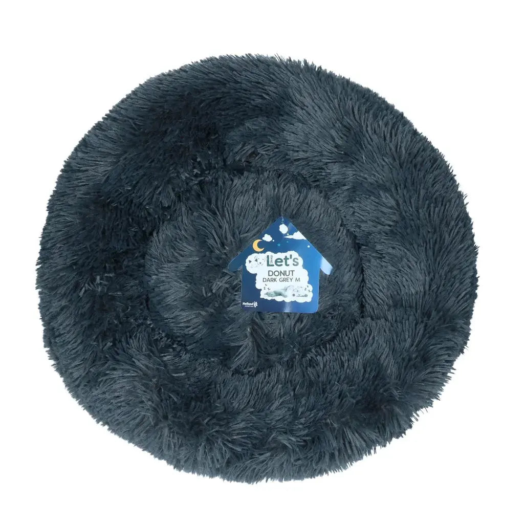 Let’s Sleep Donut Haustierbett – Dunkelgrau | Kuscheliges Rundbett iljoke