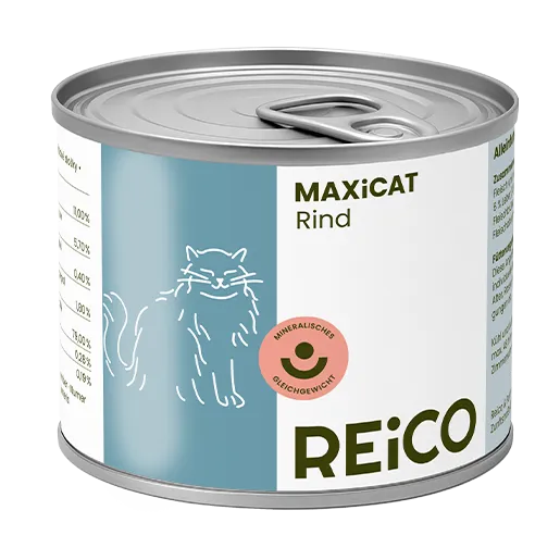MAXiCAT Rind Katzen Nassfutter von Reico in der Dose – hochwertiges Premium Nassfutter für Katzen mit Rind für eine ausgewogene und artgerechte Ernährung.